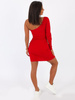 Bawełniana mini sukienka na jedno ramię prążkowej czerwona b35 k01