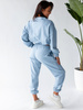 KOMPLET dresowy bawełniany krótka bluza i spodnie z niskim stanem blue D161 k01