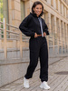 Dresowy bawełniany KOMPLET bluza kangurka z kapturem i spodnie klasyczny krój czarny X305 k01