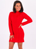 Sweter dopasowana sukienka warkocze oversize czerwony k08