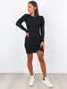 Bawełniana sukienka kopertowy dół z prążka czarna a263 k01