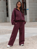 Dresowe bawełniane SPODNIE  z szerokimi nogawkami deep plum / śliwkowy X31