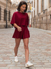 Krótkie luźne SPODENKI SZORTY z wiskozy z gumką w pasie bordowe X204 k01