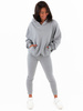 Komplet dresowy luźna bluza z kapturem i dopasowane spodnie szary C370 k01