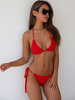 GÓRA STROJU KĄPIELOWEGO bikini z ozdobnymi kółkami czerwony S109 k01