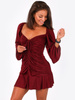 ROZKLOSZOWANA MARSZCZONA SUKIENKA bordowa B174 k01