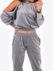 WELUROWY DRES KOMPLET BLUZA ODKRYTE RAMIONA+SPODNIE szary B178 k01