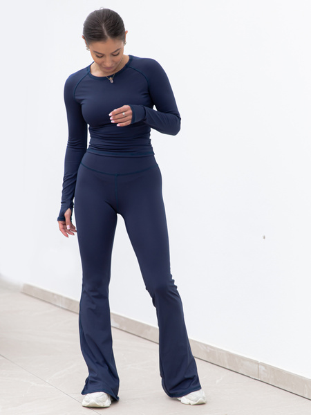 FITNESS / SIŁOWNIA / JOGA dopasowana BLUZKA z długim rękawem navy blue F101