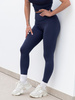 FITNESS / SIŁOWNIA / JOGA dopasowane SPODNIE legginsy z wysokim stanem navy blue F102