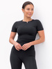 FITNESS / SIŁOWNIA / JOGA dopasowana BLUZKA z krótkim rękawem czarna F100