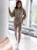 Komplet krótka bluza dresowa i legginsy z prążka cappuccino c461 k01