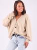 SWETER WARKOCZE NA GUZIKI OVERSIZE beżowy B190 k01