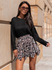 Rozkloszowana mini SPÓDNICA z asymetrycznym dołem panterka X312