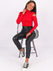 Bawełniana bluzka z golfem wycięte ramiona czerwona B222 k01