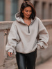 Bawełniana dresowa BLUZA oversize z kapturem na stójce z zamkiem stone E536 k01