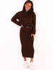Swetrowa sukienka maxi brązowa 20296
