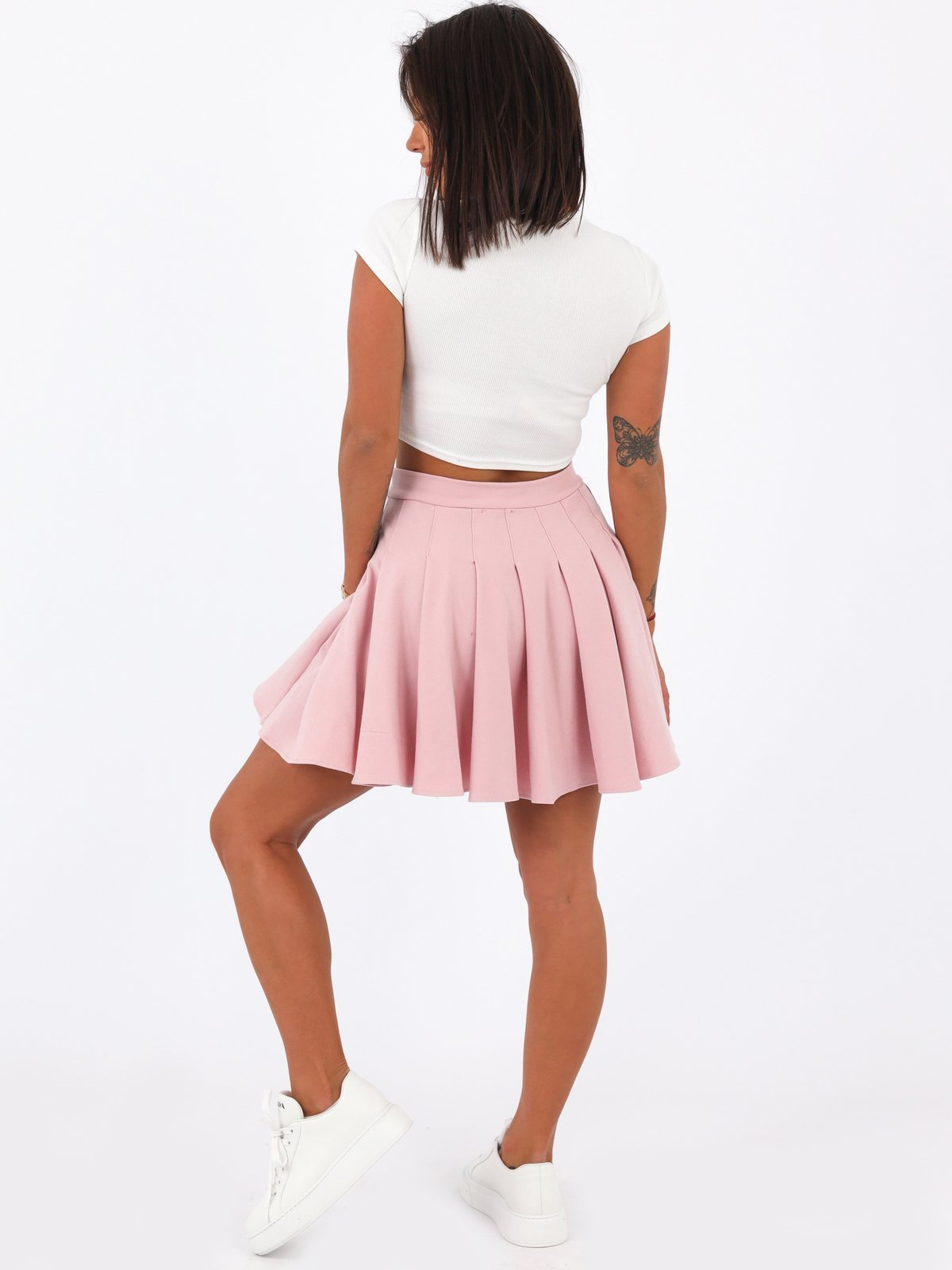 Dresowa spódnica kontrafałdy pudrowy róż b48 k01