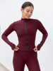FITNESS / SIŁOWNIA / JOGA dopasowana BLUZA zapinana na zamek z długim rękawem bordowa F104