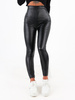 Elastyczne legginsy wysoki stan z materiału imitującego skórę czarne c402 k01