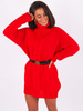 Sweter sukienka z golfem oversize czerwony k06