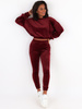 Komplet luźna bluza i spodnie welurowy dres bordowy c353 k01