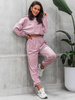 Welurowy KOMPLET dres bluza z kapturem i spodnie brudny róż D580 k01