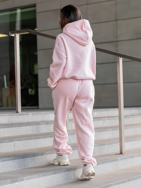 Dresowa bawełniana BLUZA z kapturem kangurka o klasycznym kroju baby pink X350