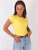 Bawełniana bluzka basic na krótki rękaw z prążka żółta b15 kk01