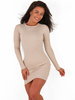 Bawełniana prążkowana sukienka Basic mini beżowa d134 k01
