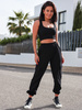 KOMPLET bawełniany dresowe spodnie bojówki i top na ramkach czarny D201 k01