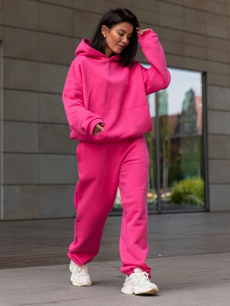 Dresowe bawełniane SPODNIE  ze ściągaczami różowe X32 k01