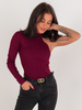 Bawełniana BLUZKA z prążkowanej dzianiny z jednym asymetrycznym długim rękawem i chokerem bordowa E512 k01