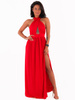 Maxi sukienka z dekoltem typu halter czerwona c306 k01