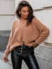 Luźny SWETER z dekoltem V camel S158 k01