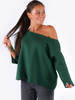 DRESOWA BLUZA OPUSZCZANA NA RAMIĘ OVERSIZE zielona B167 kk01