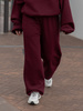 Dresowe bawełniane SPODNIE baggy bordowe E643