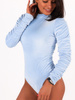 Welurowa bluzka body marszczone rękawy baby blue b262 k01