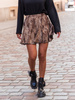 Rozkloszowana zwiewna SPÓDNICA mini z tkaniny strukturalnej panterka E437 k01