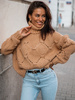 Oversizowy SWETER z golfem gruby mięsisty splot camel S164 k01