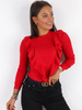 Bawełniana bluzka z prążka z falbankami czerwona a243 k01