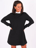 Trapezowa sukienka z kołnierzykiem czarna B267 k01