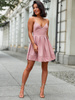 Elegancka rozkloszowana sukienka na cienkich ramiączkach brudny róż c319 k01