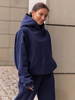 Dresowa bawełniana BLUZA z kapturem kangurka o klasycznym kroju navy blue X350
