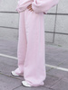 Bawełniane dresowe SPODNIE szeroki krój bez ściągaczy z dresu drapanego baby pink X512