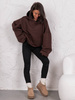 Dresowa bawełniana BLUZA z kapturem oversize szeroka brązowa E644