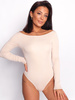Dzianinowe body z dekoltem w łódkę beżowe d003 k01