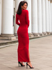 Elegancka dopasowana SUKIENKA maxi z wycięciem na biuście czerwona D518 k01
