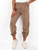 Dresowe bawełniane spodnie z przeszyciami cappuccino d119 k01