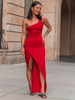 Elegancka SUKIENKA o asymetrycznym kroju na jedno ramię kopertowy dół czerwona E302 k01