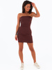 Gorsetowa sukienka z prążka brązowa c206 k01